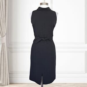 CARLISLE Black Wool Jackie-O Collar Sleeveless Sheath Dress Size 14 Classic